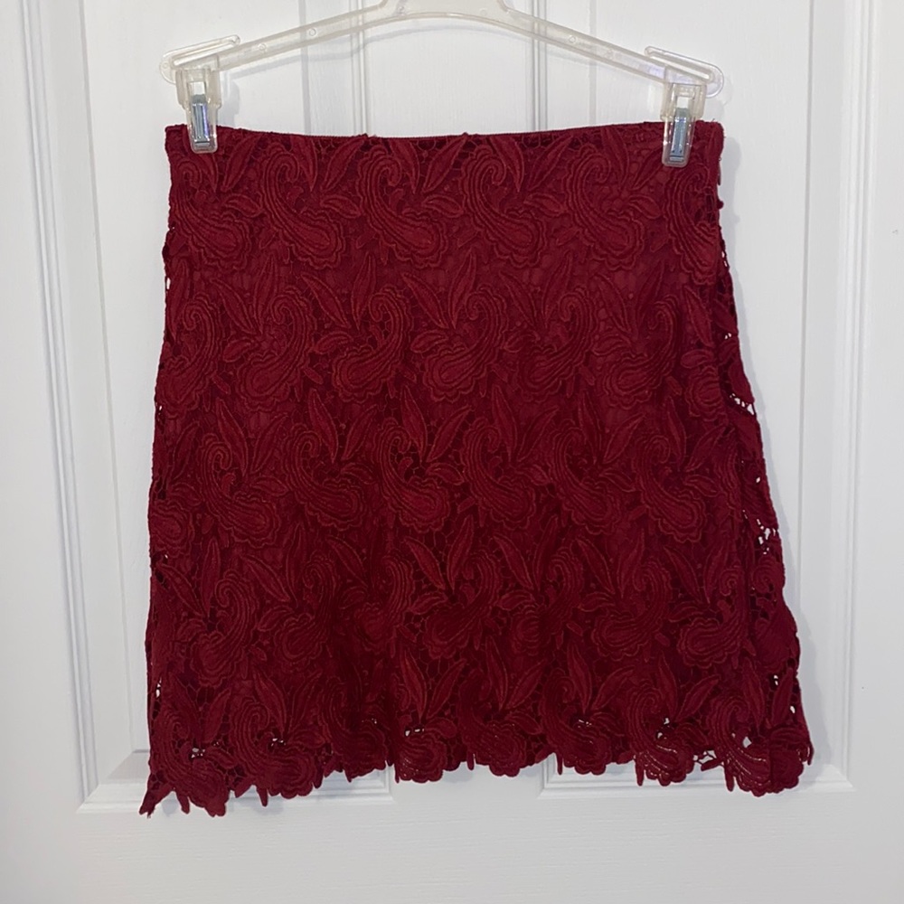 High Waisted Floral Lace Skirt